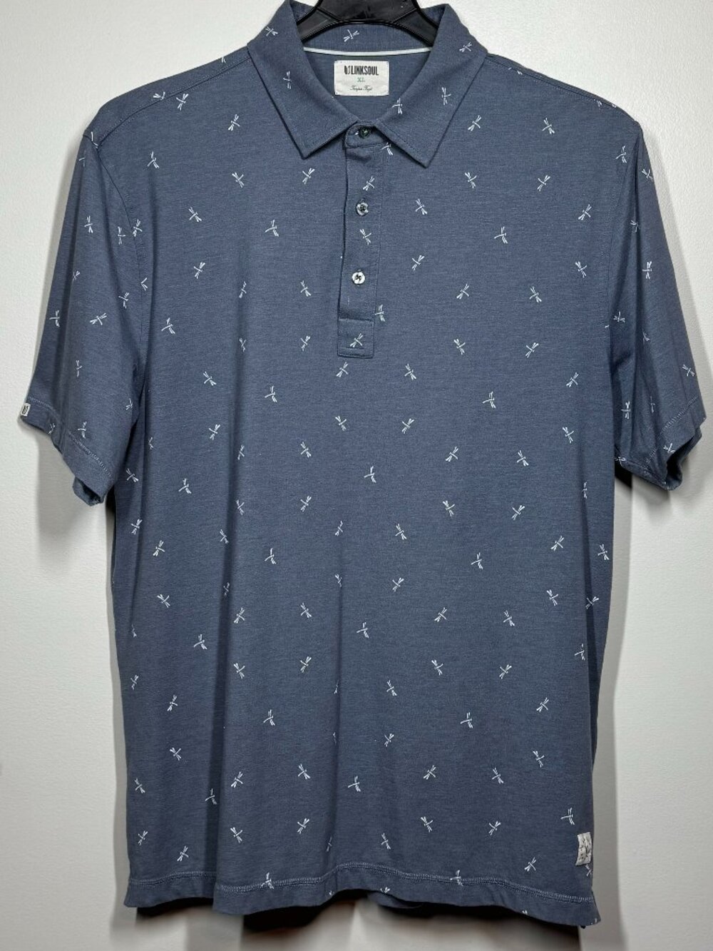 Linksoul Dragonfly Shirt Blue Wicking Cotton Polo Dry Stretch Men's XL